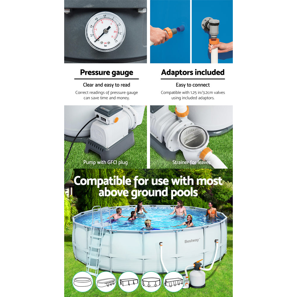 Swimming Pools: Bestway Pool Pump Sand Filter 3000GPH 11355L/H Pools Flowclear Filters