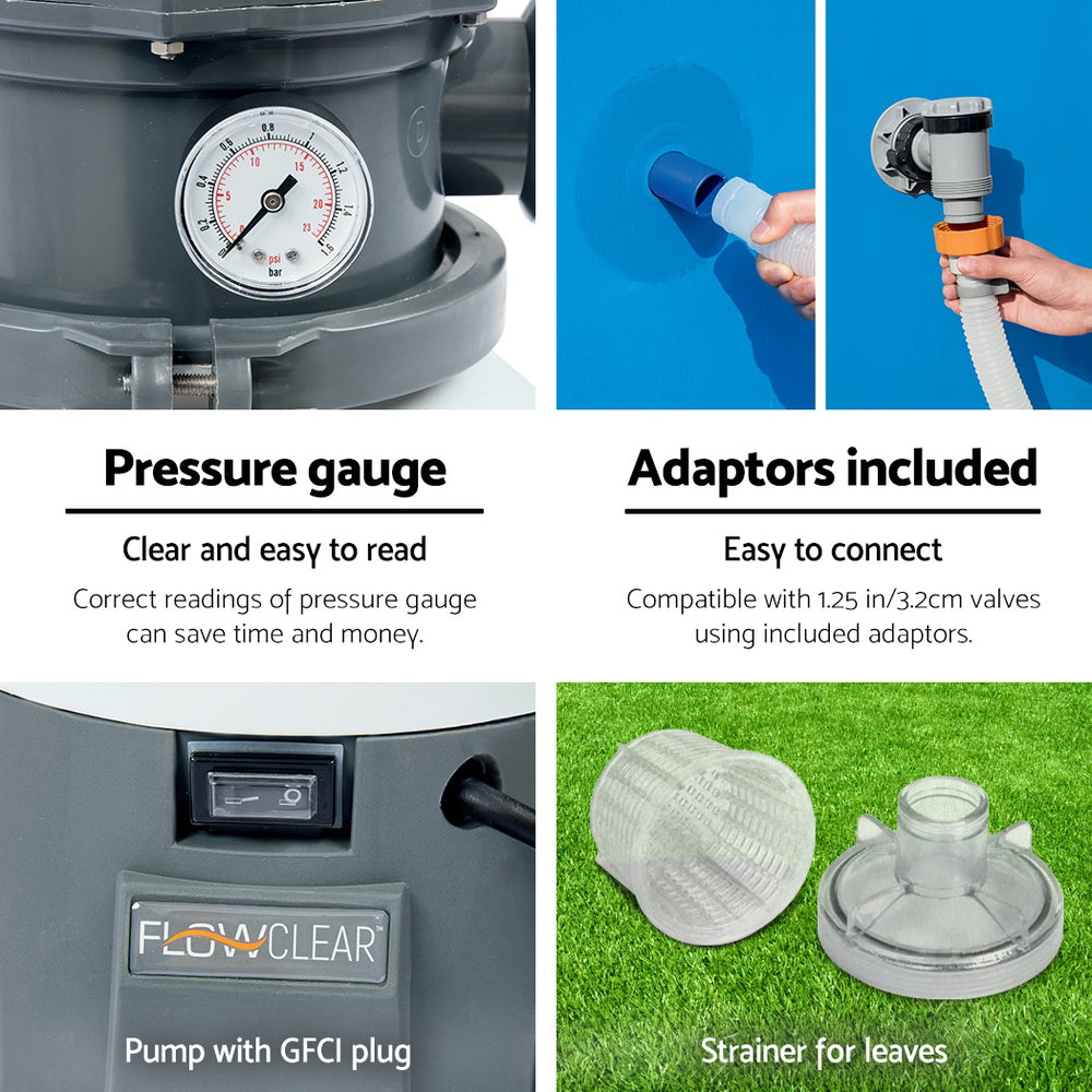 Swimming Pools: Bestway Pool Pump Sand Filter 800GPH 3028L/H Pools Flowclear Filters