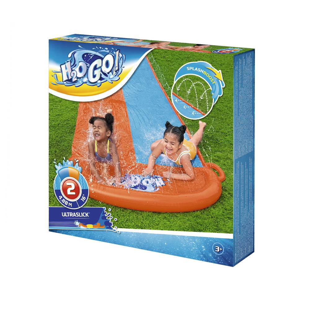 Pool Toys & Inflatables: Bestway Water Slide Kids Slip 488cm Dual Slides Inflatable Splash Pad