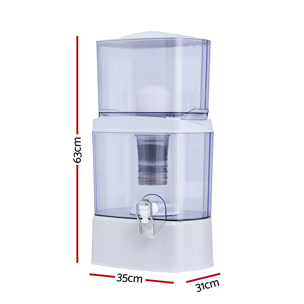 Water Filtration Accessories: Devanti Benchtop Water Filter 24L Gravity Multi-Stage BPA-Free Home Camping