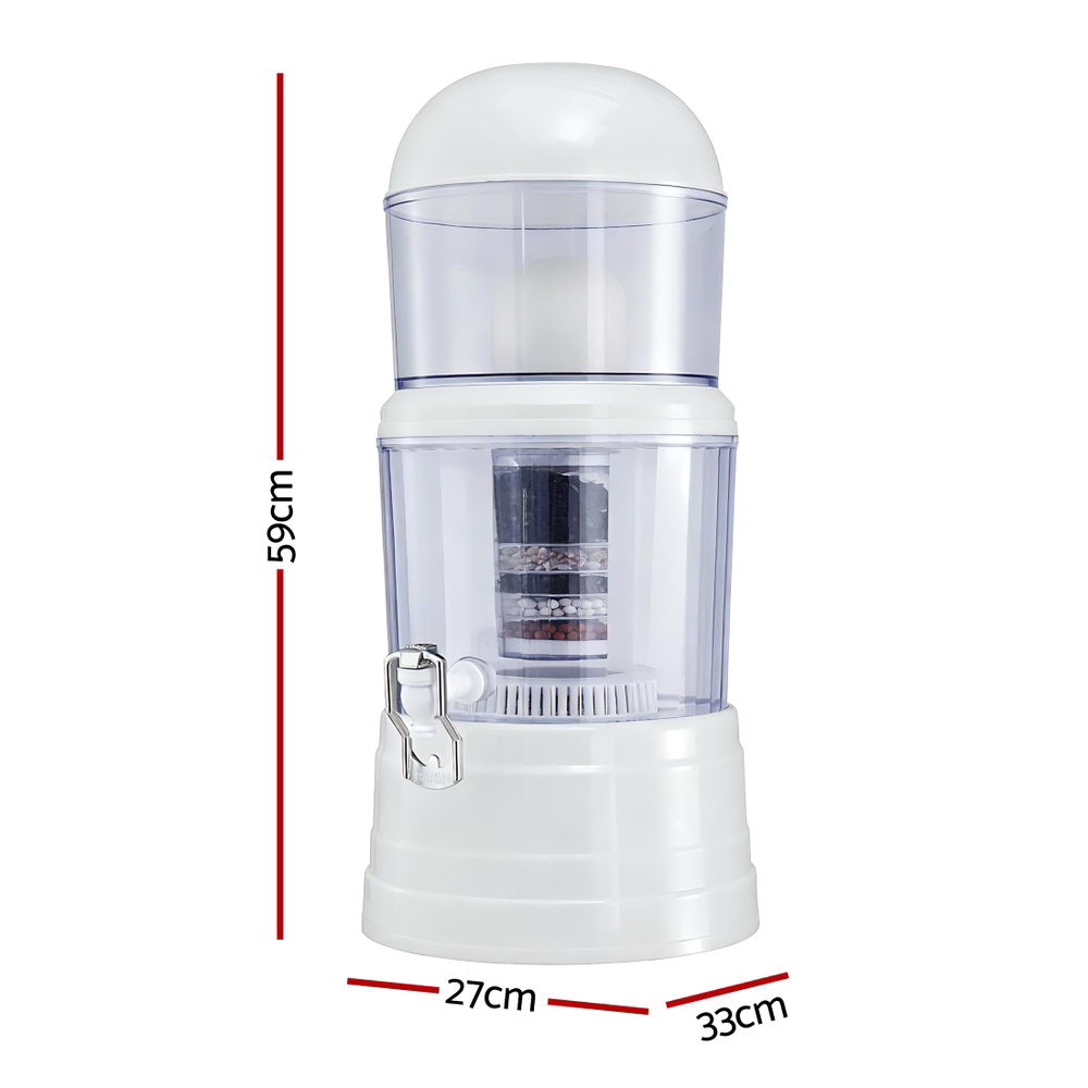 Water Filtration Accessories: Devanti Benchtop Water Filter 14L Gravity Multi-Stage BPA-Free Home Camping