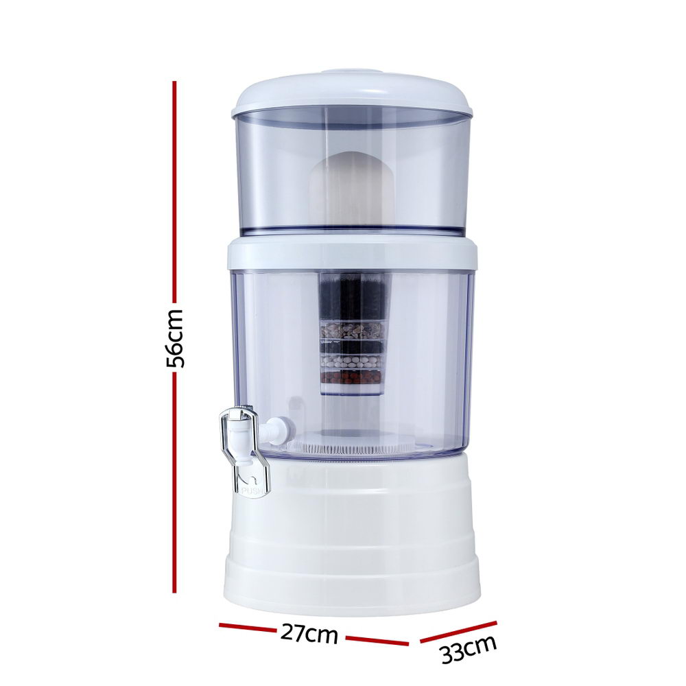 Water Filtration Accessories: Devanti Benchtop Water Filter 16L Gravity Multi-Stage BPA-Free Home Camping