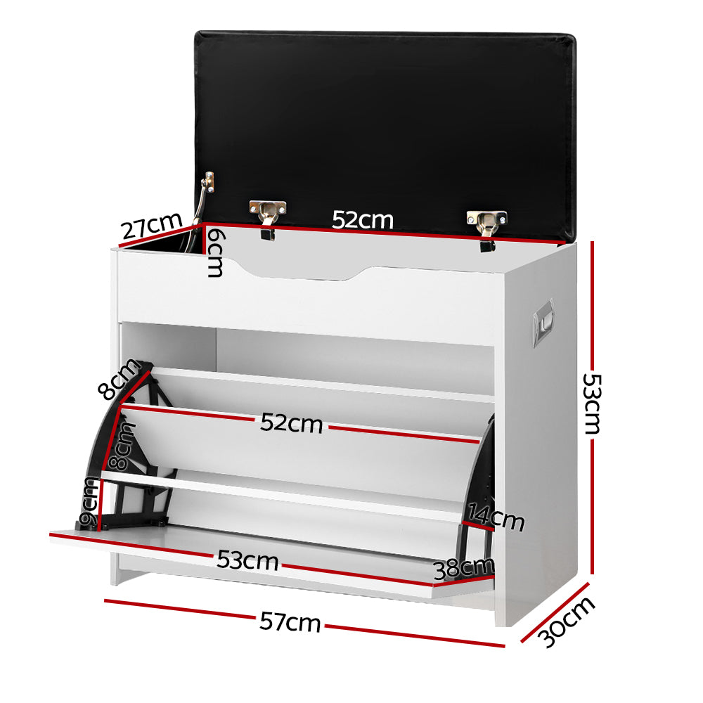 Shoe Storage: Artiss Shoe Rack Cabinet Bench 3-tier 15 Pairs White
