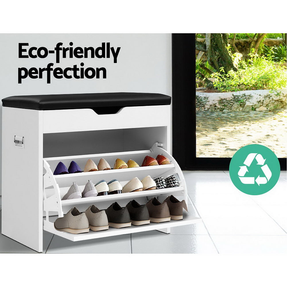 Shoe Storage: Artiss Shoe Rack Cabinet Bench 3-tier 15 Pairs White