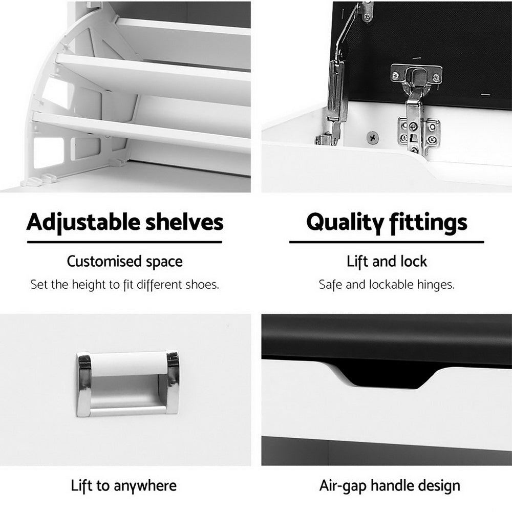 Shoe Storage: Artiss Shoe Rack Cabinet Bench 3-tier 15 Pairs White