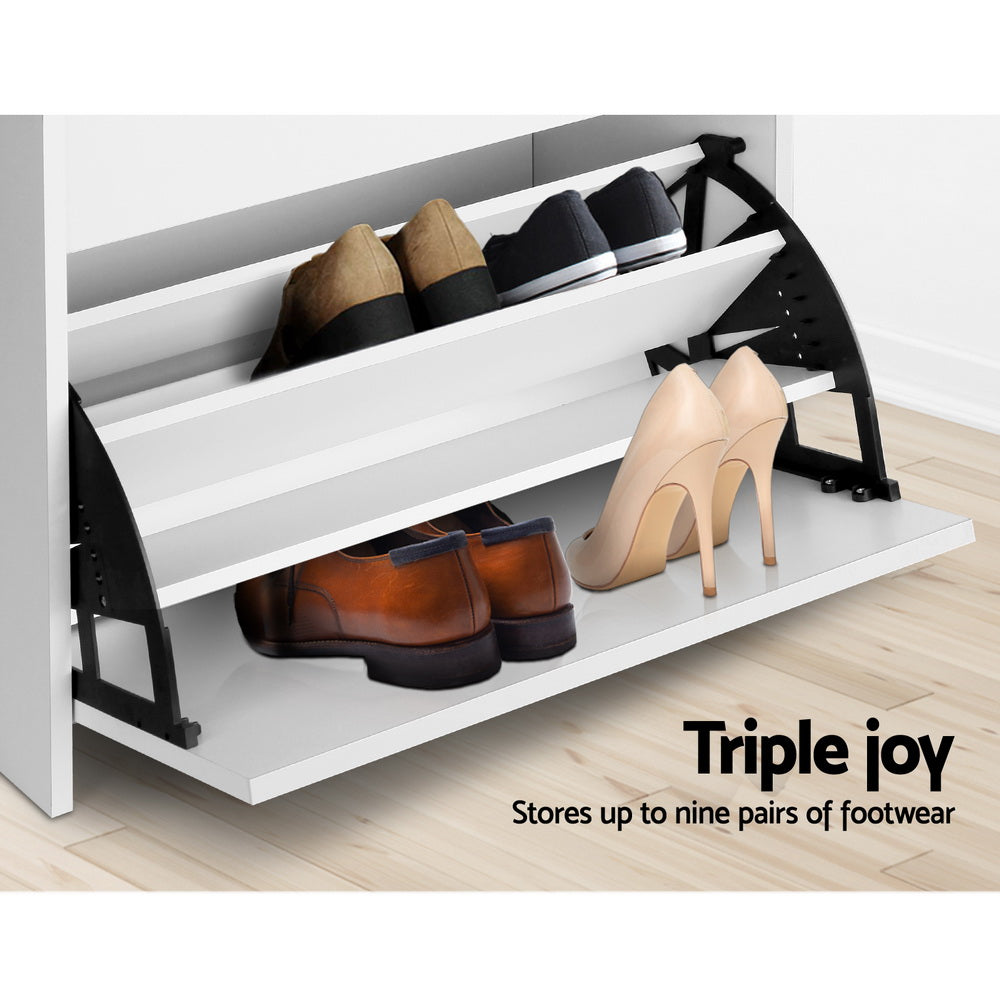 Shoe Storage: Artiss Shoe Rack Cabinet Bench 3-tier 15 Pairs White