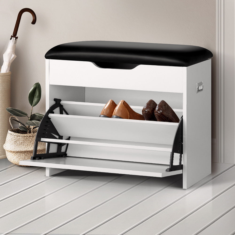 Shoe Storage: Artiss Shoe Rack Cabinet Bench 3-tier 15 Pairs White