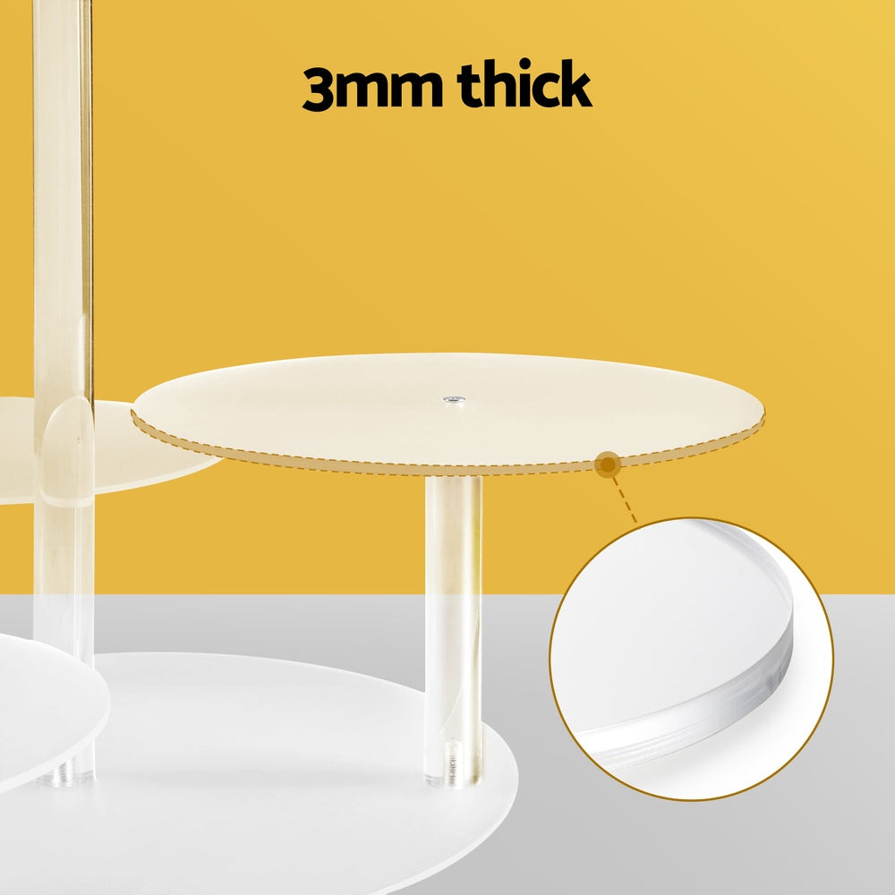 5-Star Chef Cake Stand 5 Tiers Acrylic Holder Display Round, Clear