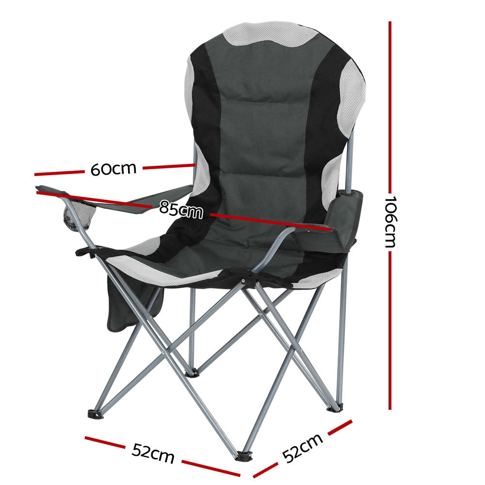 Camp Furniture: Weisshorn Camping Folding Chair Portable Outdoor Hiking Fishing Picnic Grey 2pcs