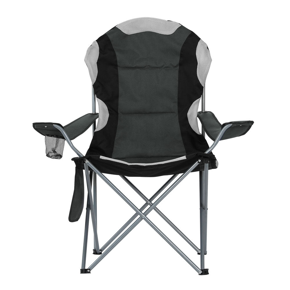 Camp Furniture: Weisshorn Camping Folding Chair Portable Outdoor Hiking Fishing Picnic Grey 2pcs