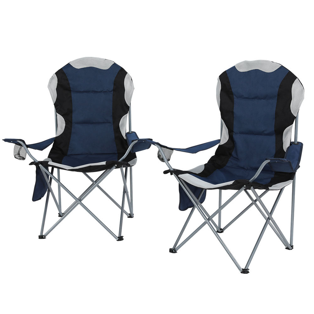 Camp Furniture: Weisshorn Camping Folding Chair Portable Outdoor Hiking Fishing Picnic Navy 2pcs