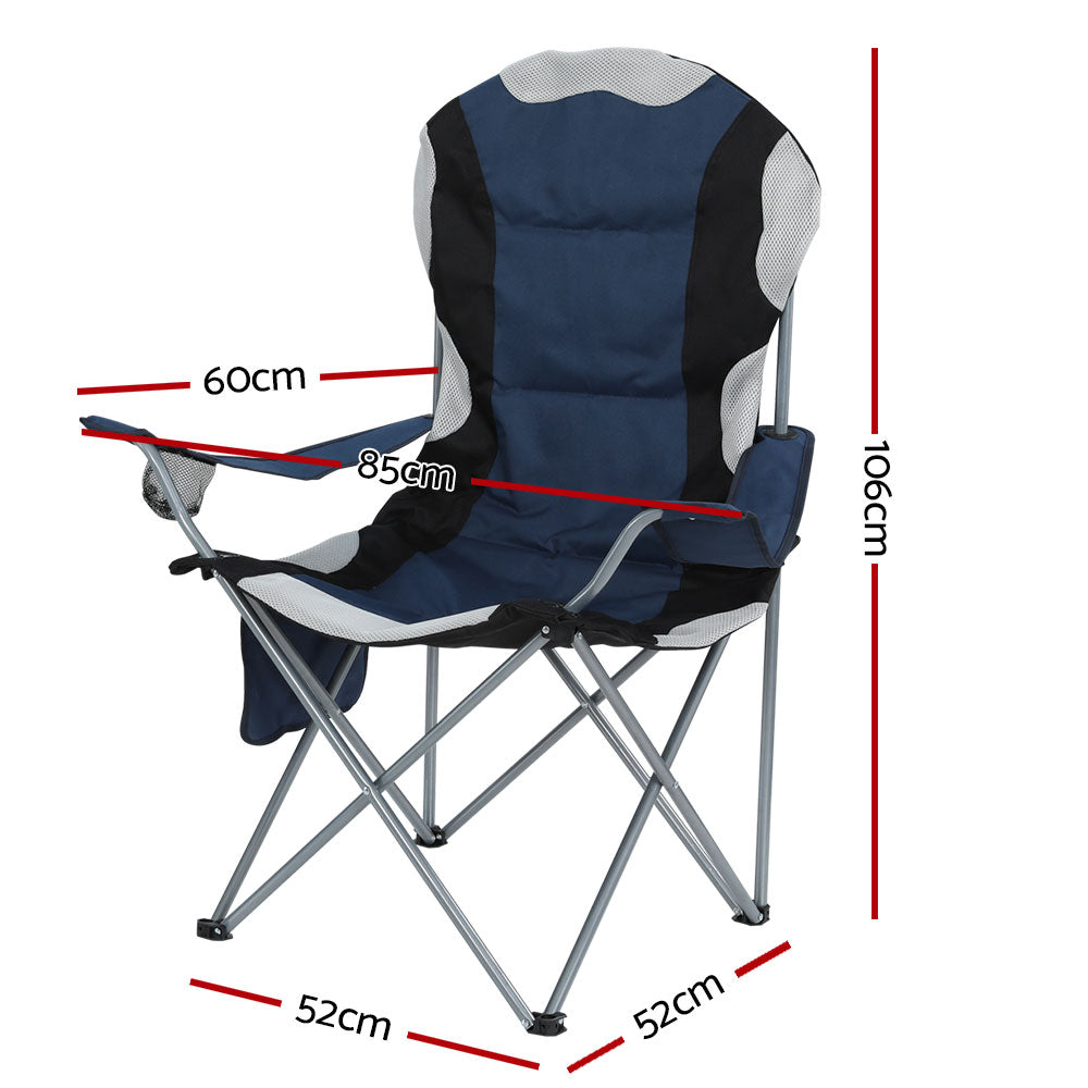 Camp Furniture: Weisshorn Camping Folding Chair Portable Outdoor Hiking Fishing Picnic Navy 2pcs