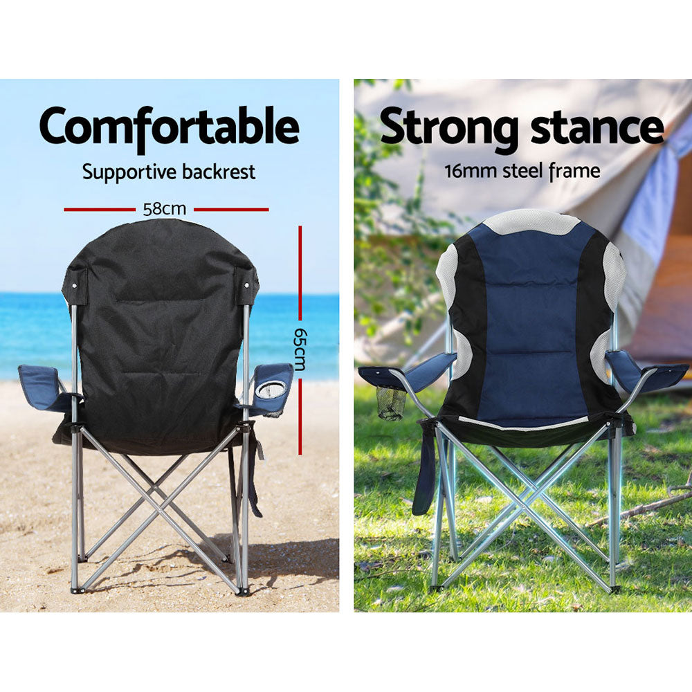 Camp Furniture: Weisshorn Camping Folding Chair Portable Outdoor Hiking Fishing Picnic Navy 2pcs