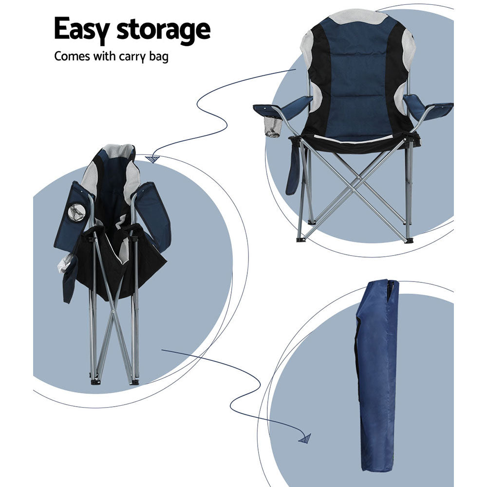 Camp Furniture: Weisshorn Camping Folding Chair Portable Outdoor Hiking Fishing Picnic Navy 2pcs