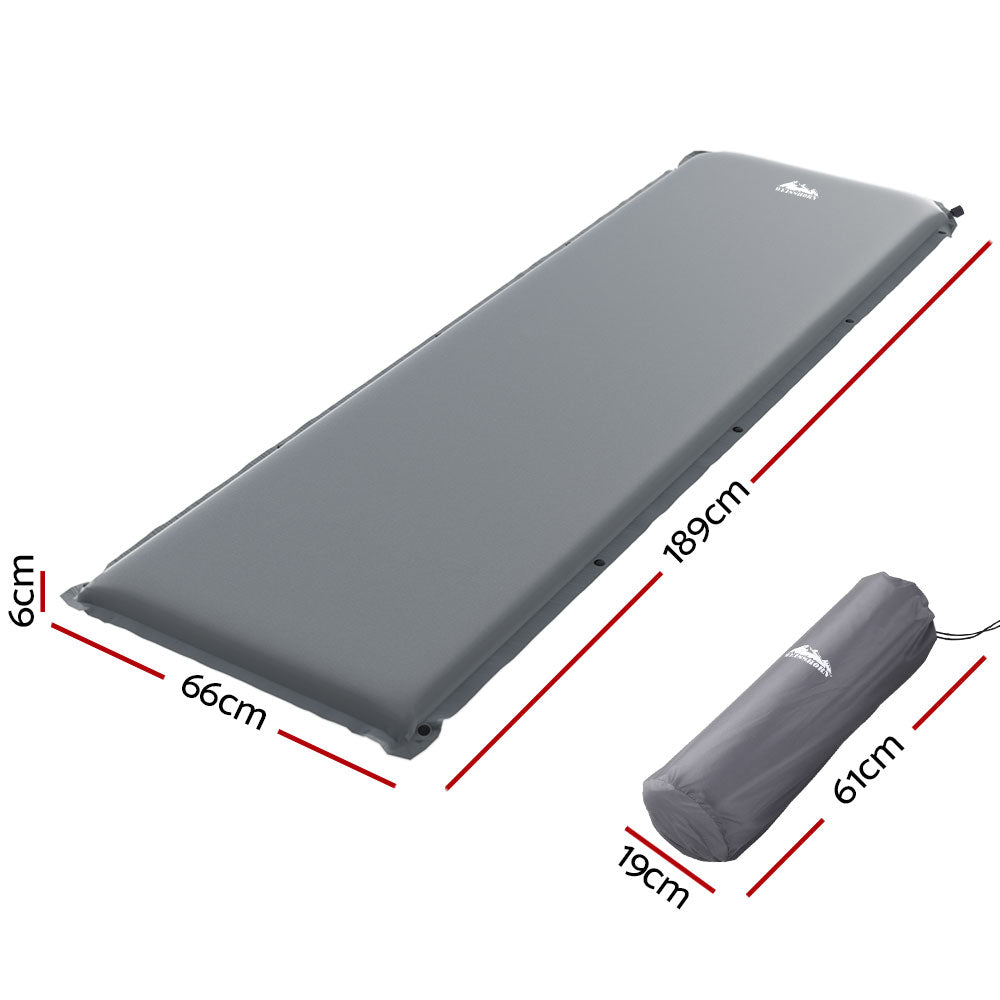 Inflatable Mattresses: Weisshorn Self Inflating Mattress Camping Sleeping Mat Air Bed Pad Single Grey