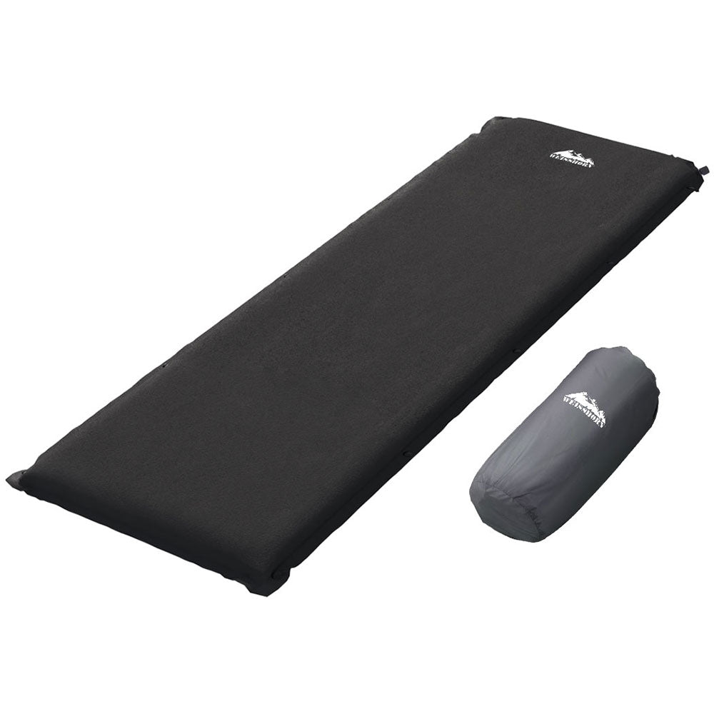 Inflatable Mattresses: Weisshorn Self Inflating Mattress Camping Sleeping Mat Air Bed Pad Single Black