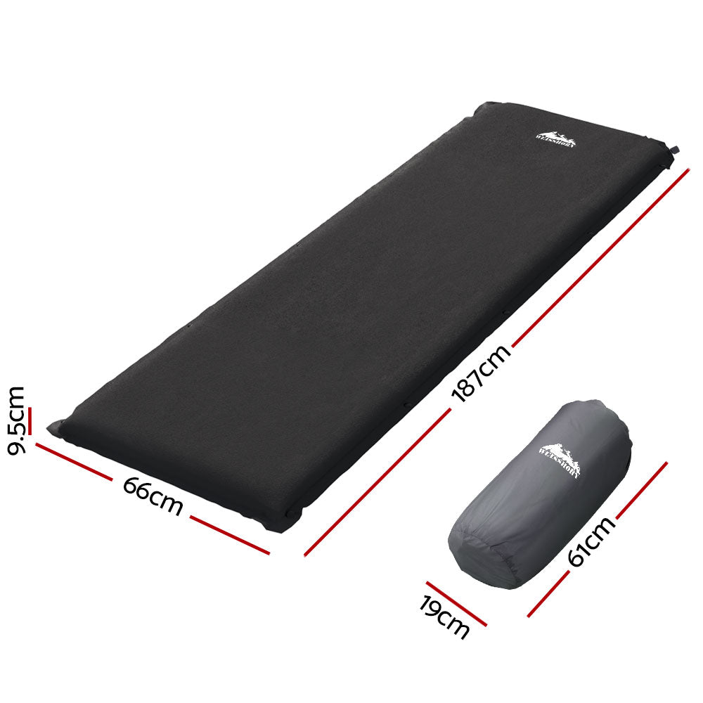 Inflatable Mattresses: Weisshorn Self Inflating Mattress Camping Sleeping Mat Air Bed Pad Single Black
