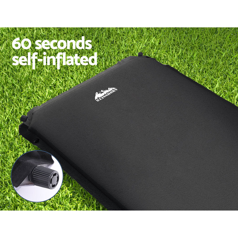 Inflatable Mattresses: Weisshorn Self Inflating Mattress Camping Sleeping Mat Air Bed Pad Single Black