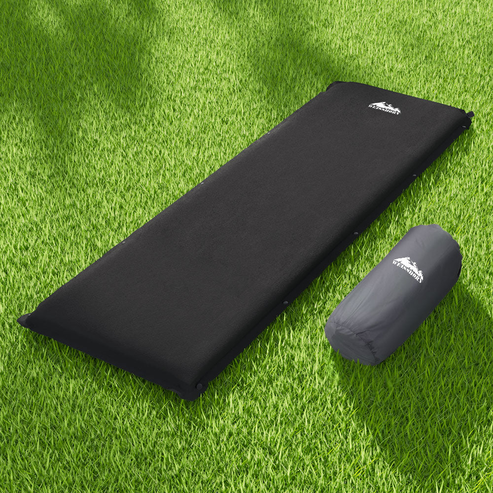 Inflatable Mattresses: Weisshorn Self Inflating Mattress Camping Sleeping Mat Air Bed Pad Single Black