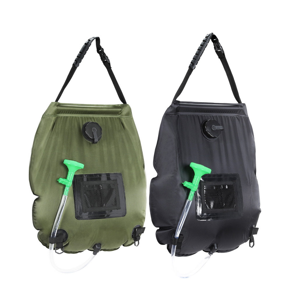 Portable Toilets & Showers: Weisshorn Camping Shower Bag 20L Set of 2 Portable Green Black