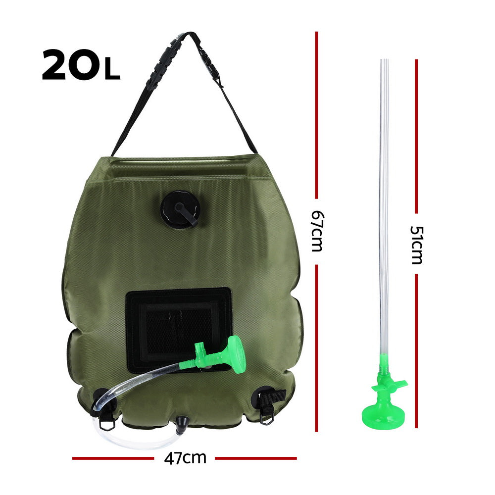 Portable Toilets & Showers: Weisshorn Camping Shower Bag 20L Set of 2 Portable Green Black