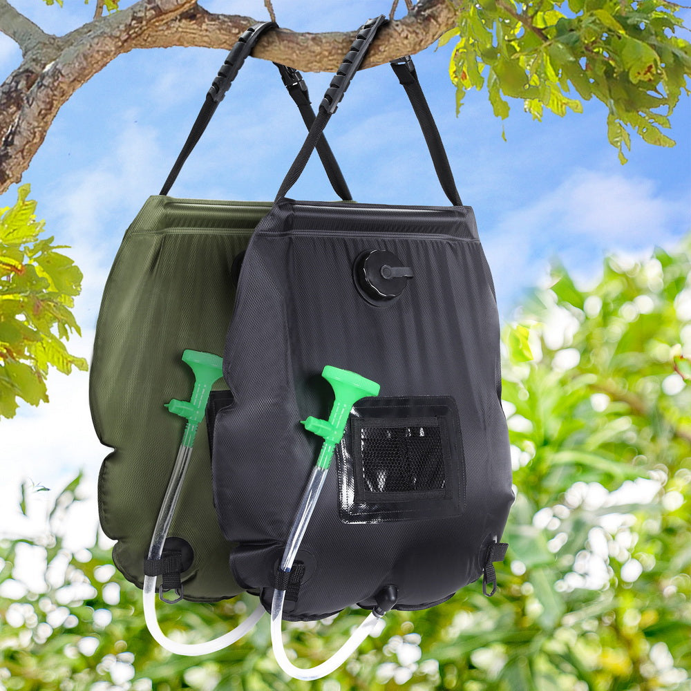 Portable Toilets & Showers: Weisshorn Camping Shower Bag 20L Set of 2 Portable Green Black