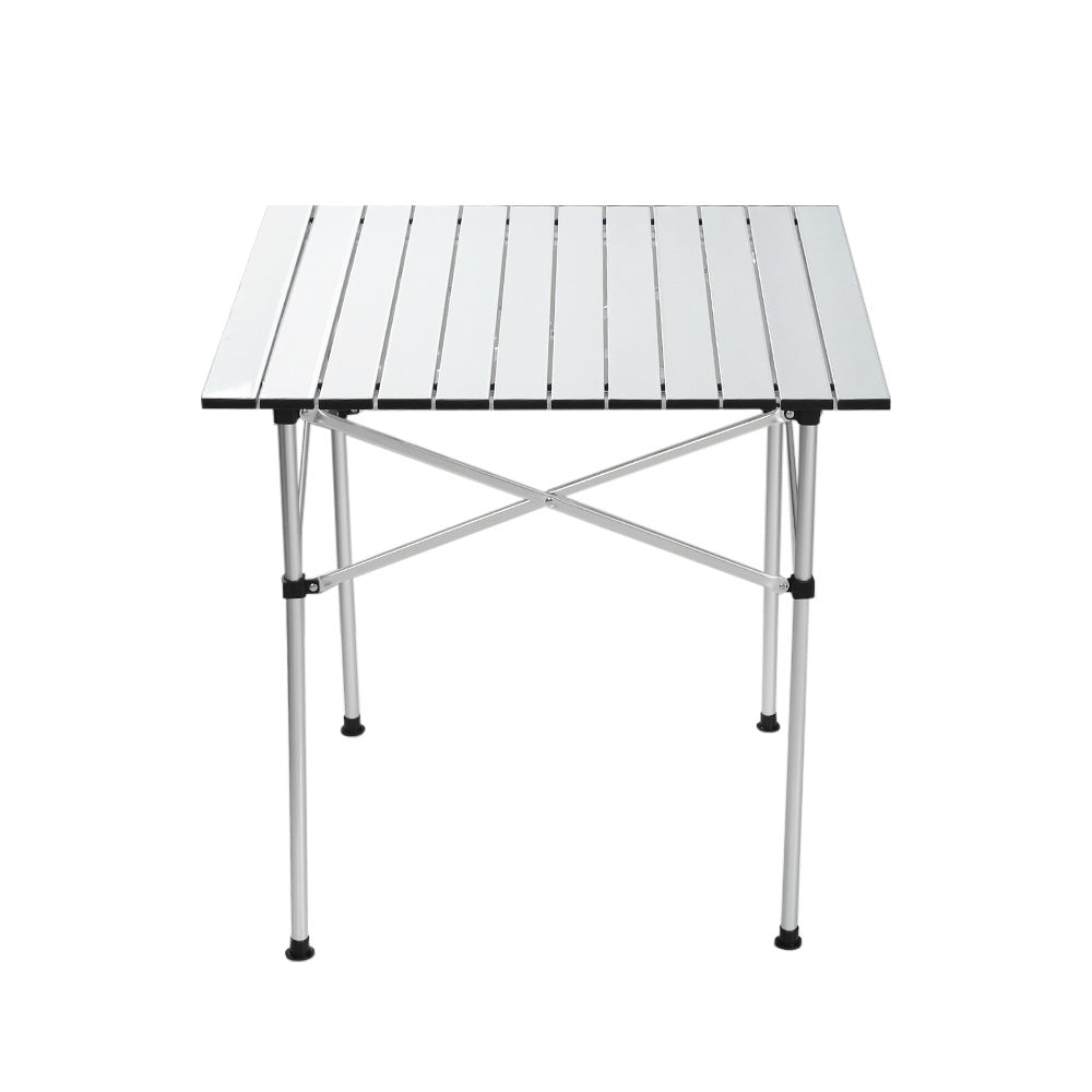 Camp Furniture: Weisshorn Folding Camping Table 70CM Roll Up Outdoor Picnic BBQ Aluminium Desk