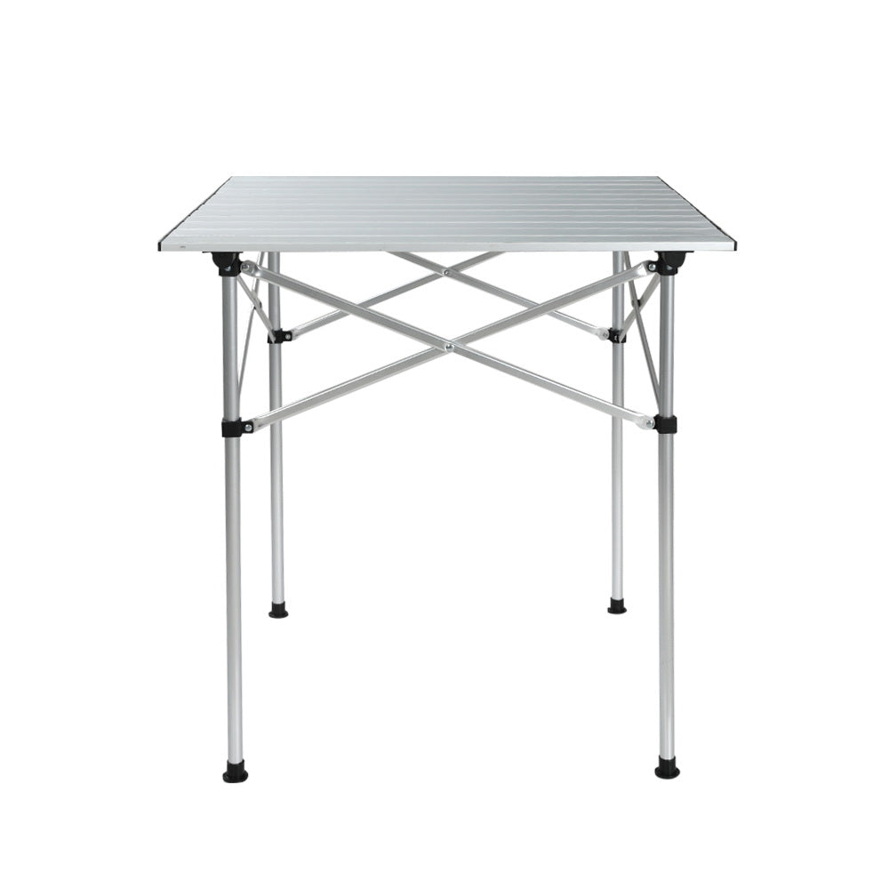 Camp Furniture: Weisshorn Folding Camping Table 70CM Roll Up Outdoor Picnic BBQ Aluminium Desk