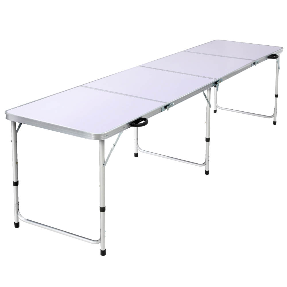 Camp Furniture: Weisshorn Folding Camping Table 240CM Portable Outdoor Picnic BBQ Aluminium Desk