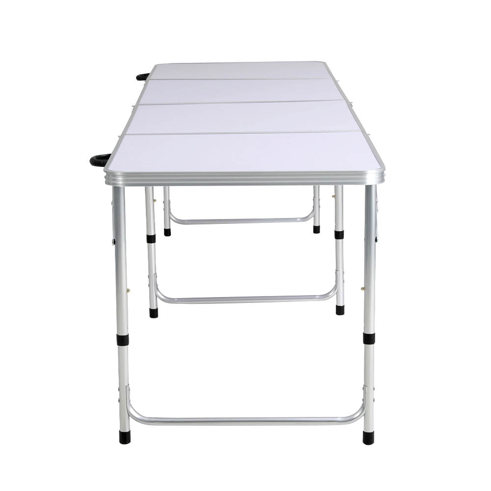 Camp Furniture: Weisshorn Folding Camping Table 240CM Portable Outdoor Picnic BBQ Aluminium Desk
