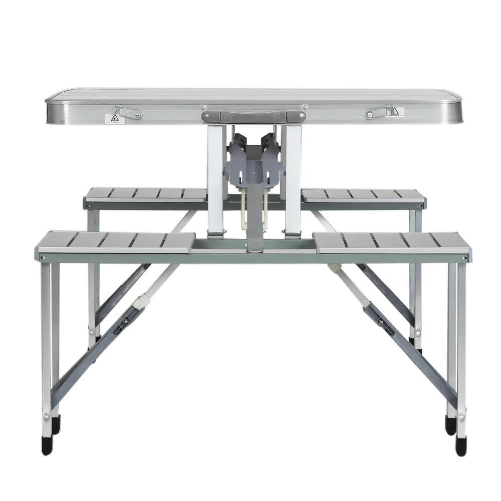 BBQ Tools: Weisshorn Folding Camping Table Outdoor Picnic BBQ With 2 Bench Chairs Set