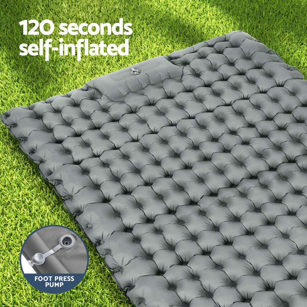 Inflatable Mattresses: Weisshorn Self Inflating Mattress Camping Sleeping Mat Air Bed Double Pillow Bag