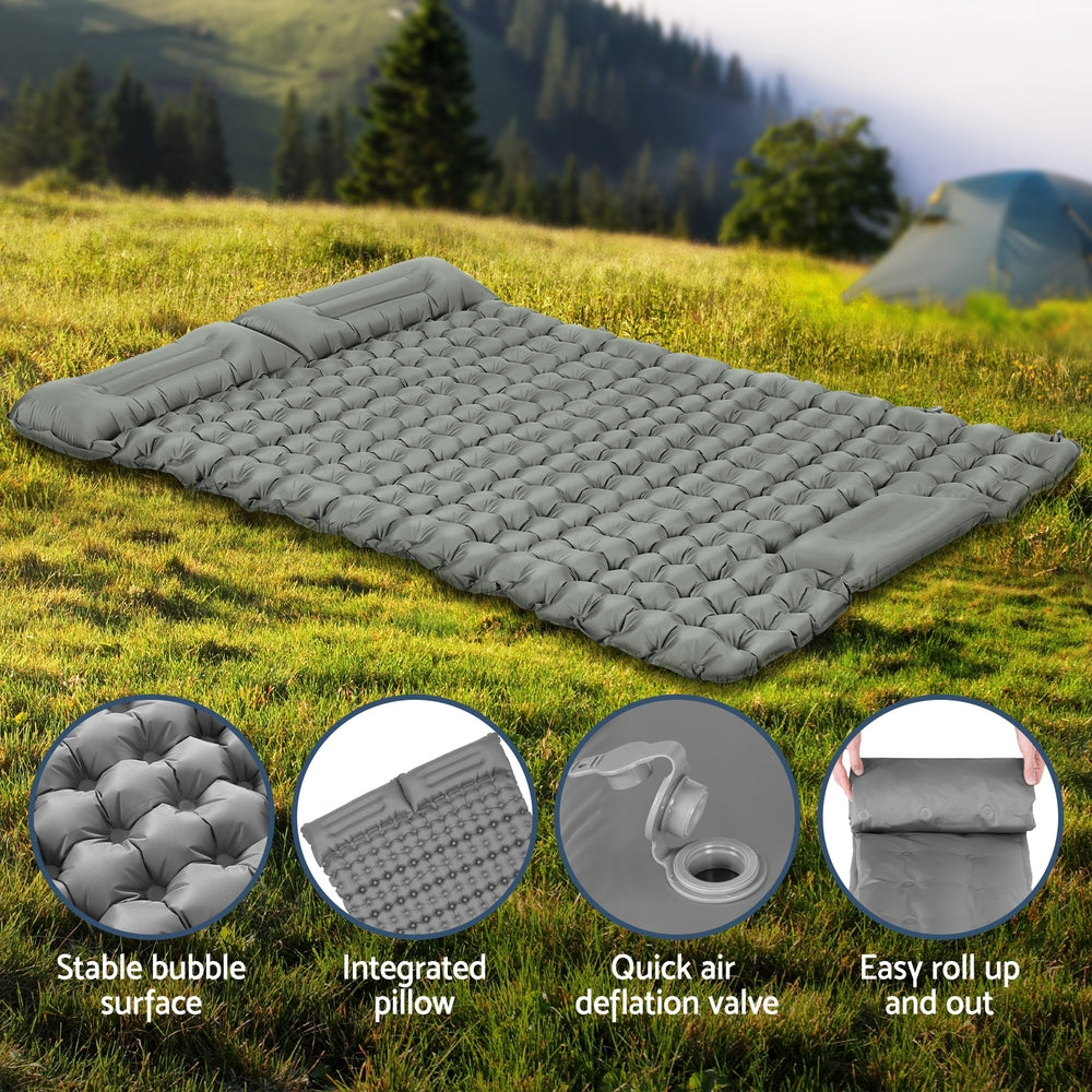 Inflatable Mattresses: Weisshorn Self Inflating Mattress Camping Sleeping Mat Air Bed Double Pillow Bag