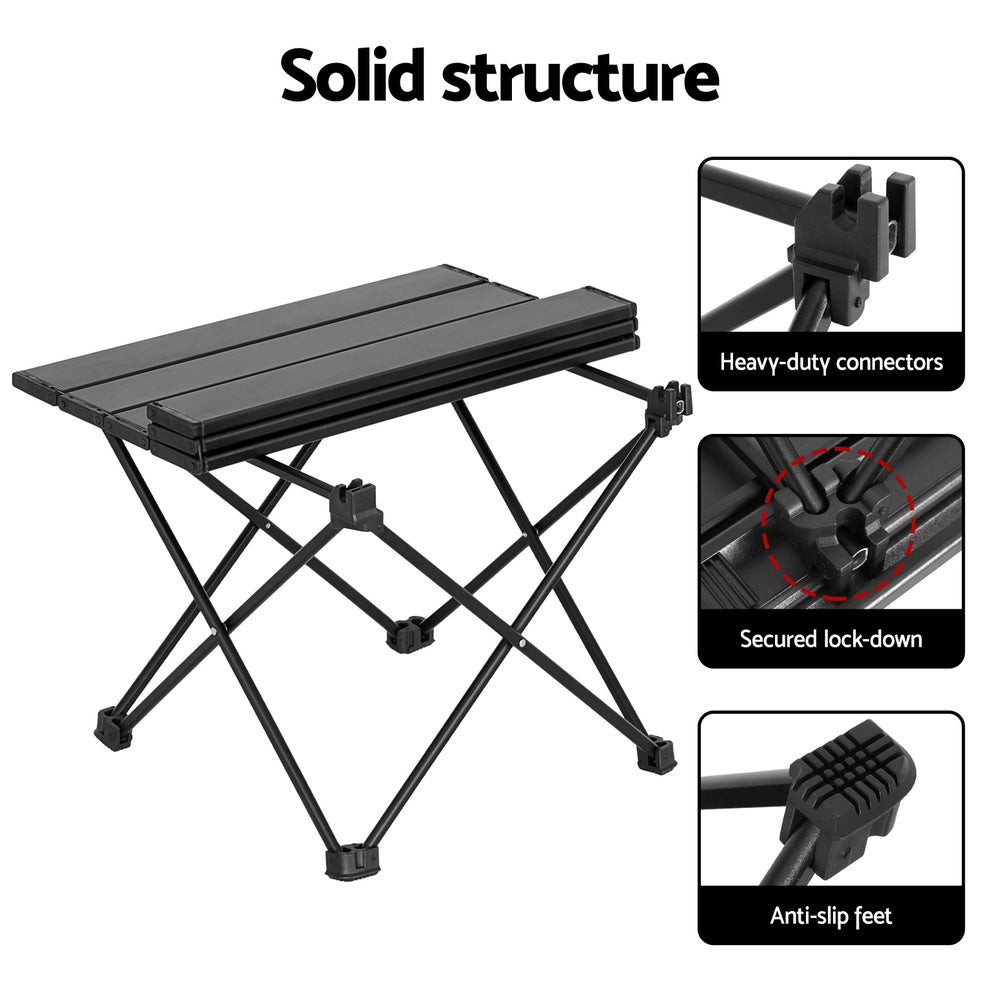 Camp Furniture: Weisshorn Folding Camping Table 40CM Roll Up Outdoor Picnic BBQ Aluminium Desk