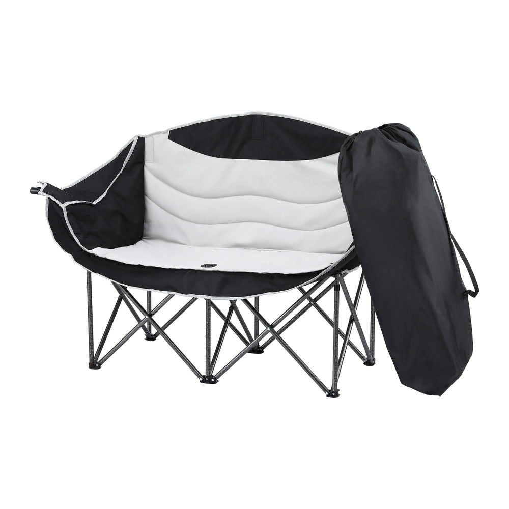 Camp Furniture: Weisshorn Camping Chair Double Folding Moon Chair Portable Seat 240KG