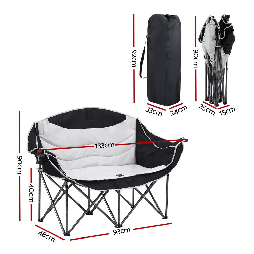 Camp Furniture: Weisshorn Camping Chair Double Folding Moon Chair Portable Seat 240KG