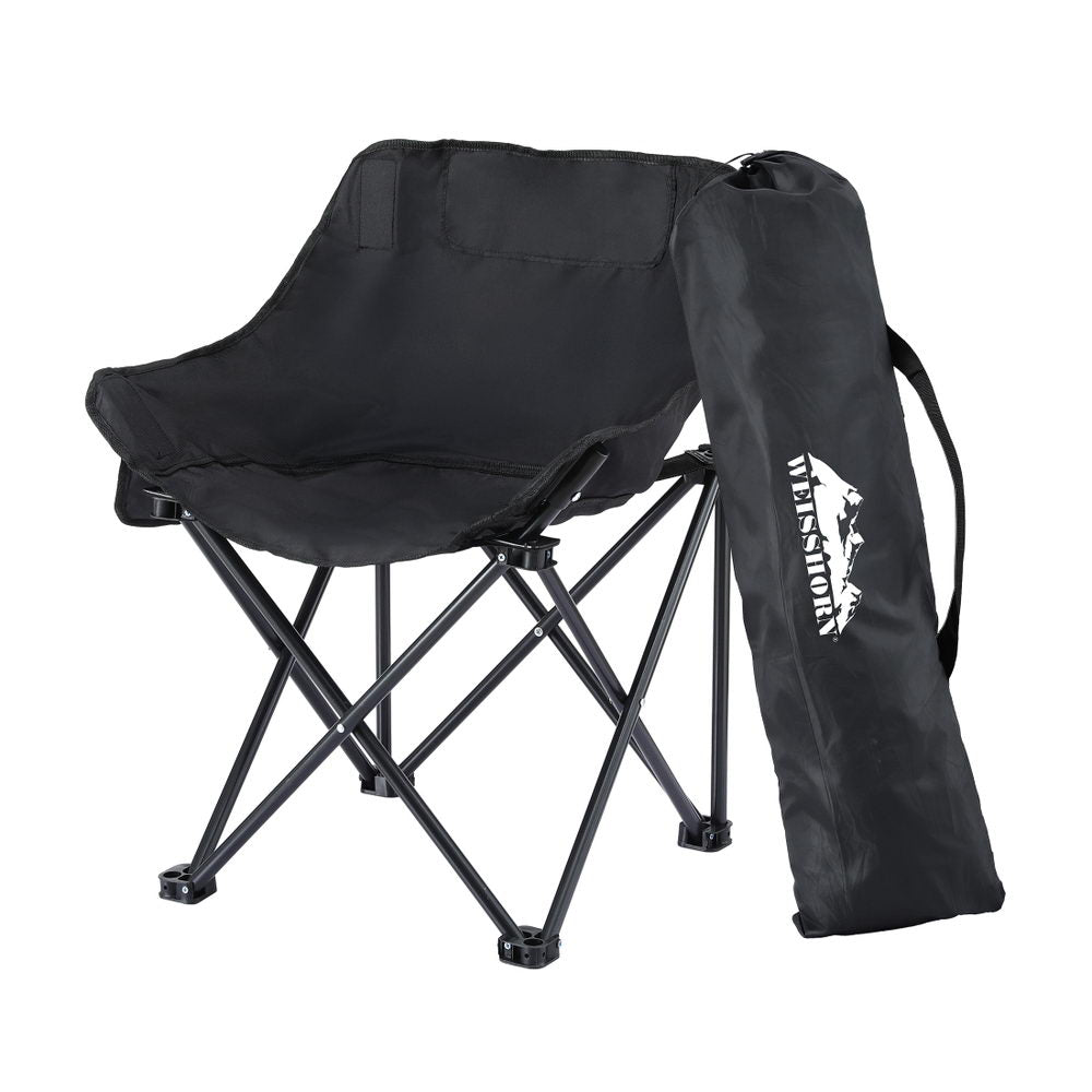 Camp Furniture: Weisshorn Folding Camping Moon Chair Portable Seat Weight Capacity 120KG Black
