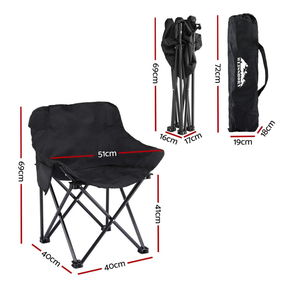 Camp Furniture: Weisshorn Folding Camping Moon Chair Portable Seat Weight Capacity 120KG Black