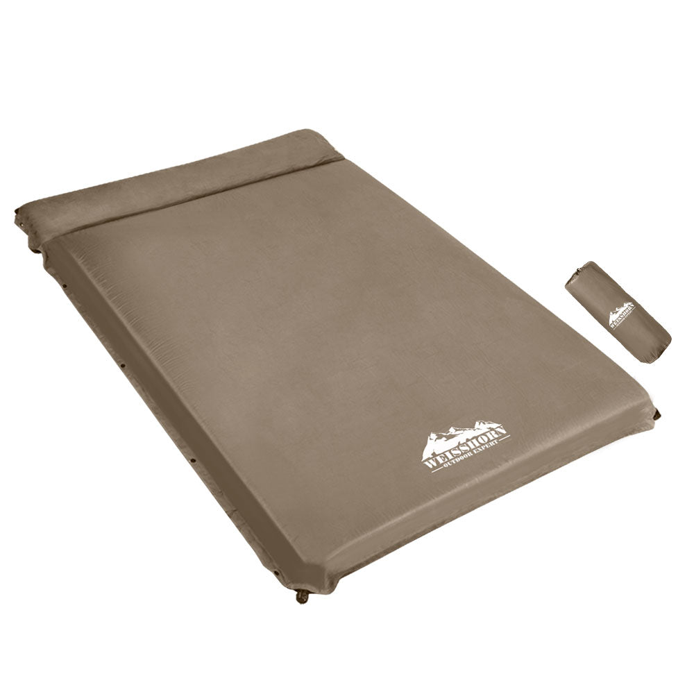 Inflatable Mattresses: Weisshorn Self Inflating Mattress 10CM Camping Sleeping Mat Air Double Coffee