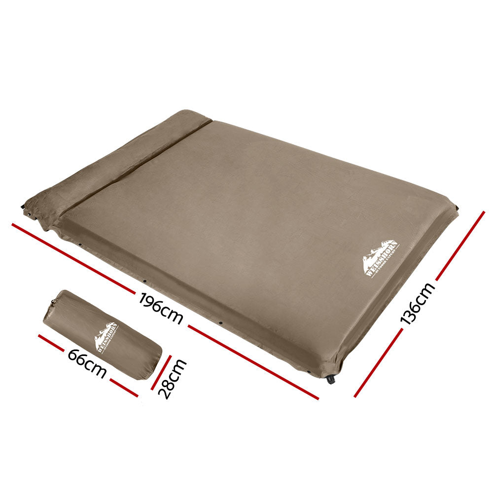 Inflatable Mattresses: Weisshorn Self Inflating Mattress 10CM Camping Sleeping Mat Air Double Coffee