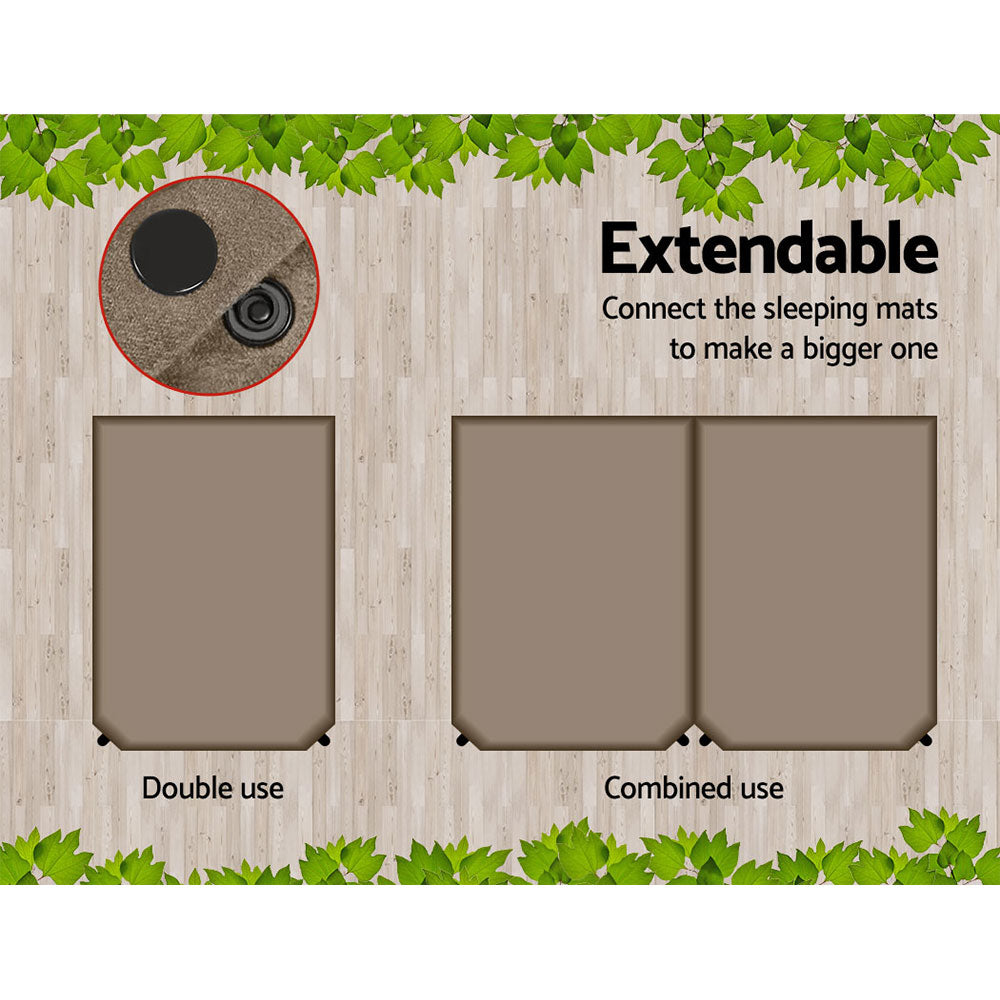 Inflatable Mattresses: Weisshorn Self Inflating Mattress 10CM Camping Sleeping Mat Air Double Coffee