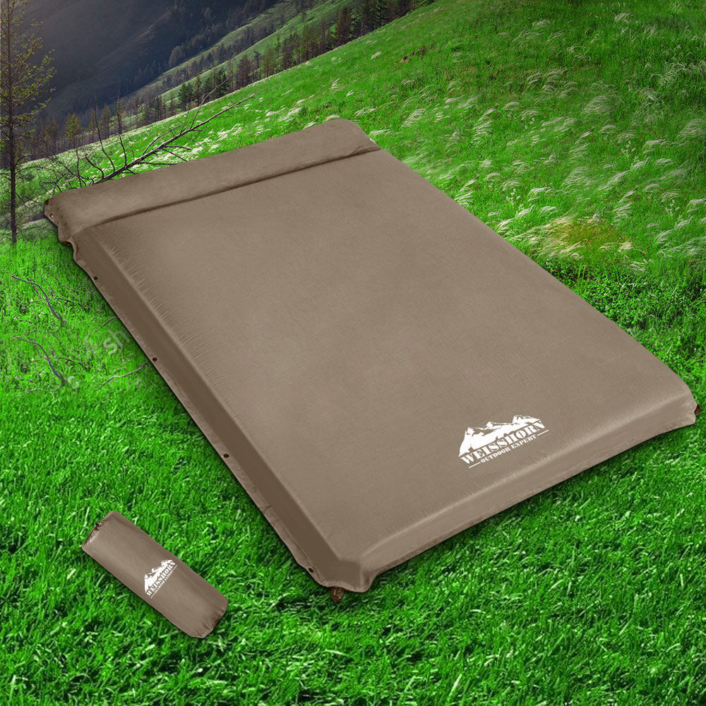 Inflatable Mattresses: Weisshorn Self Inflating Mattress 10CM Camping Sleeping Mat Air Double Coffee