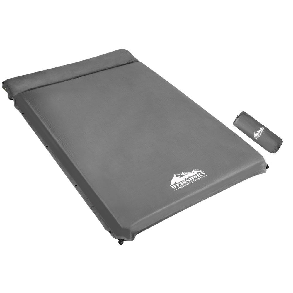 Inflatable Mattresses: Weisshorn Self Inflating Mattress 10CM Camping Sleeping Mat Air Double Grey