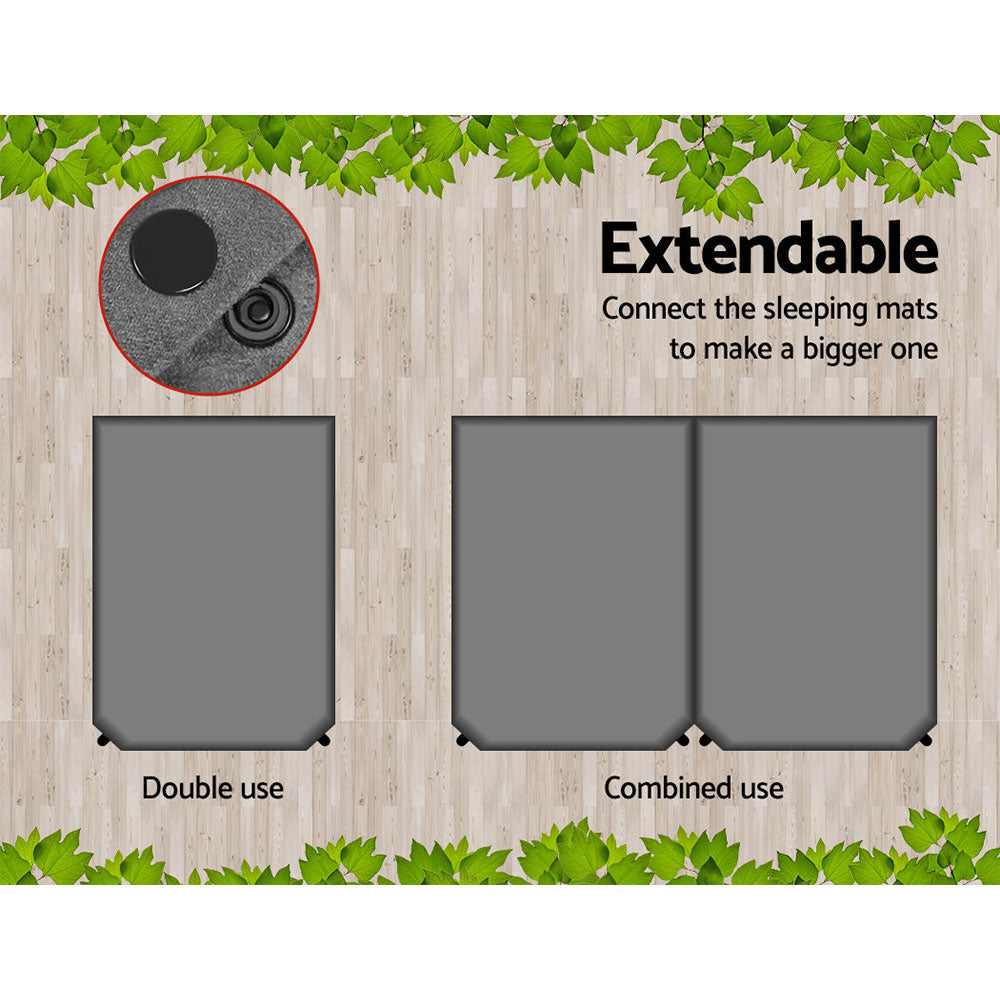 Inflatable Mattresses: Weisshorn Self Inflating Mattress 10CM Camping Sleeping Mat Air Double Grey