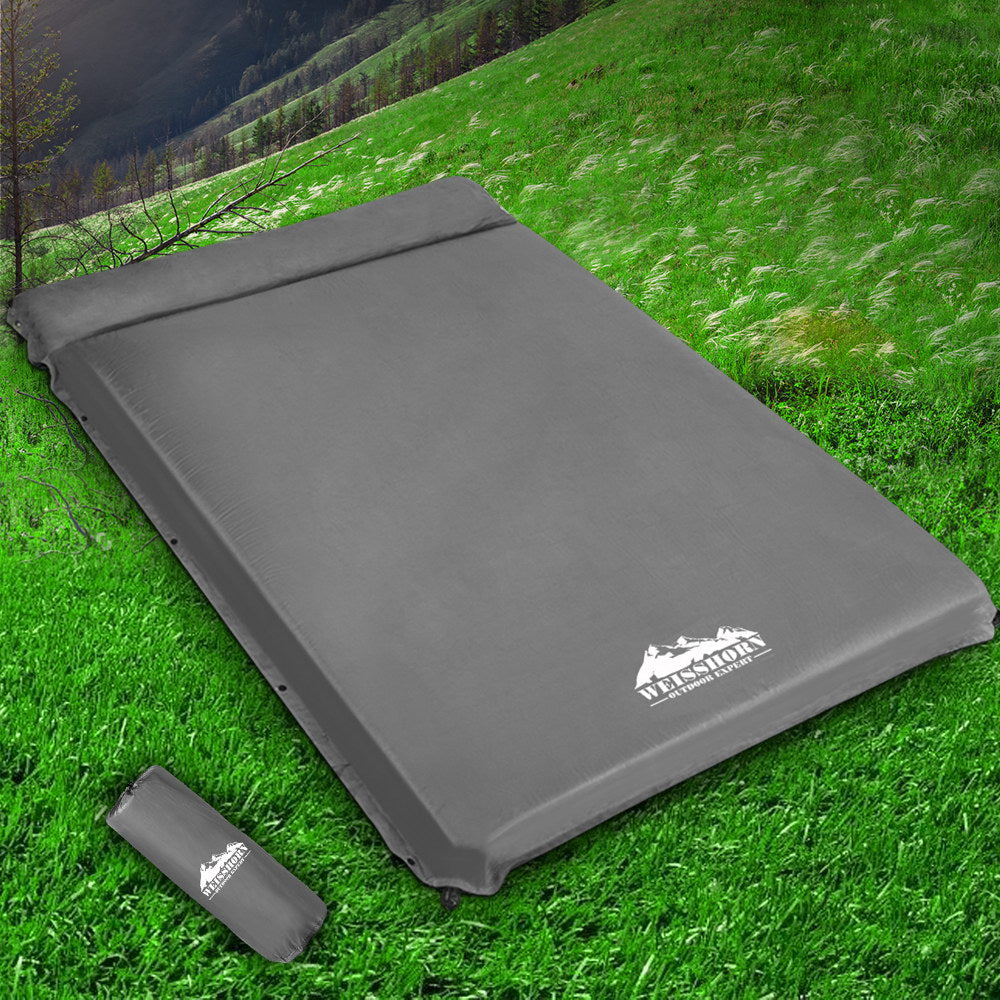 Inflatable Mattresses: Weisshorn Self Inflating Mattress 10CM Camping Sleeping Mat Air Double Grey