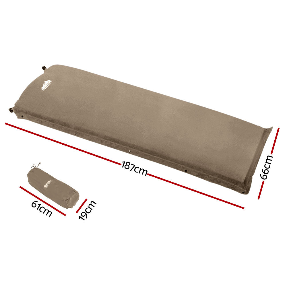 Inflatable Mattresses: Weisshorn Self Inflating Mattress Camping Sleeping Mat Air Bed Single Coffee