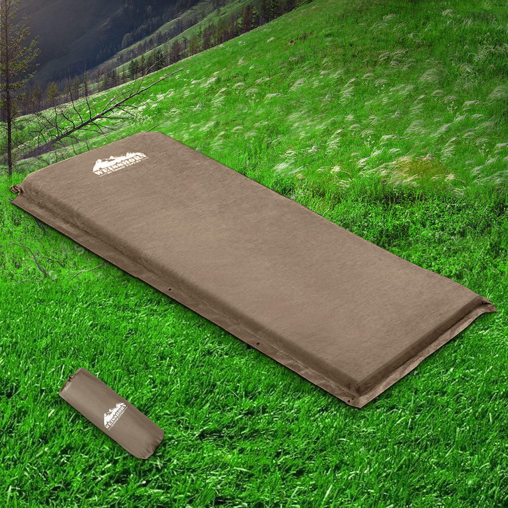 Inflatable Mattresses: Weisshorn Self Inflating Mattress Camping Sleeping Mat Air Bed Single Coffee