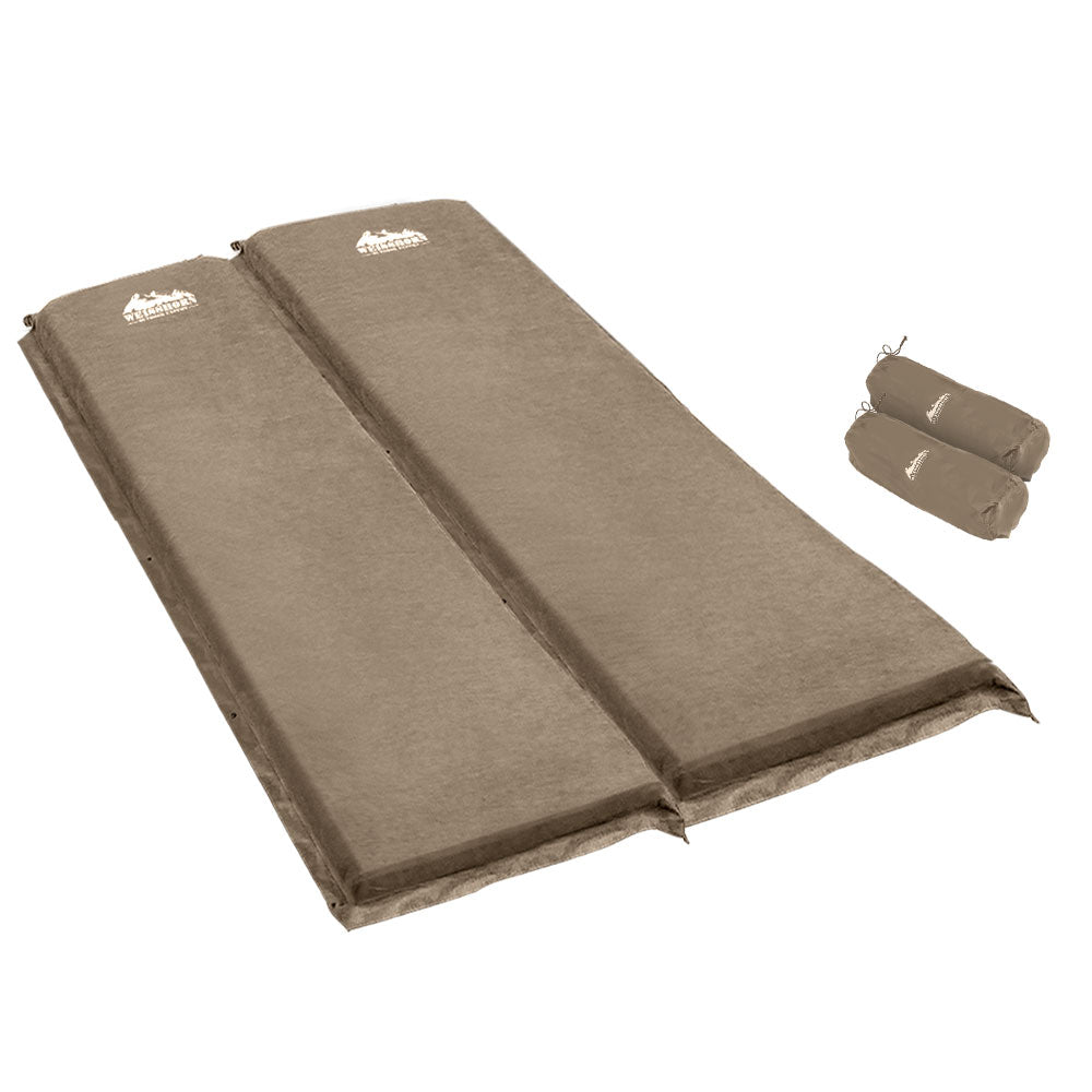 Inflatable Mattresses: Weisshorn Self Inflating Mattress Camping Sleeping Mat Air Bed Double Set Coffee