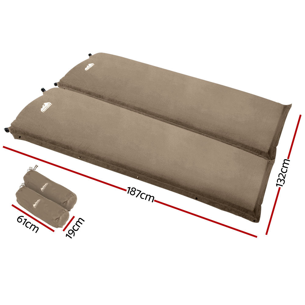 Inflatable Mattresses: Weisshorn Self Inflating Mattress Camping Sleeping Mat Air Bed Double Set Coffee