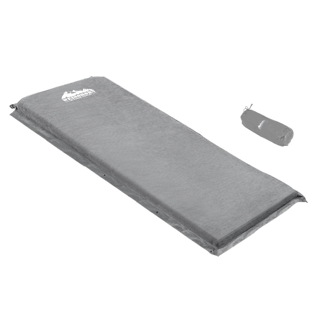 Inflatable Mattresses: Weisshorn Self Inflating Mattress Camping Sleeping Mat Air Bed Single Grey